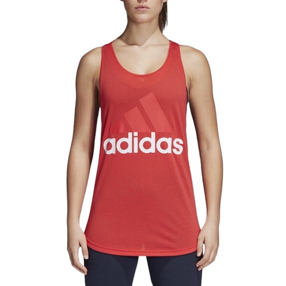 adidas White Logo Orange Red Racerback Tank Top S - Picture 2 of 10